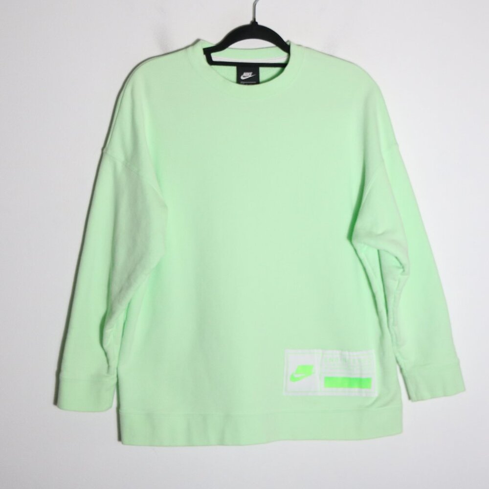 Nike Sportswear Oversized Women Fleece Crewneck‎ Sweatshirt Vapor Green XS Baggy